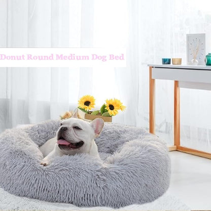 nononfish Dog Beds for Medium Dogs Washable，28 inches Gray Calming and Anti Anxiety Fits up to 45 lbs Pets Beds for Medium Dog.