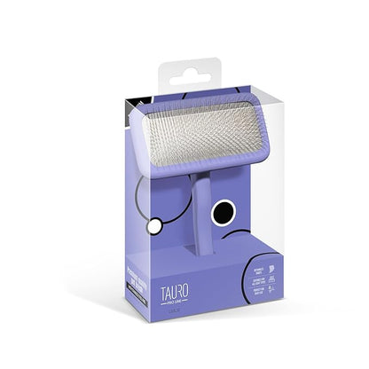 TAURO PRO LINE - Slicker Brush Rectangular L | Premium brush for dogs & cats with soft, flexible cushion ergonomic design. | Included:1x grooming brush in Purple, Dimensions: Rectangular, 4.7 x 6.6in