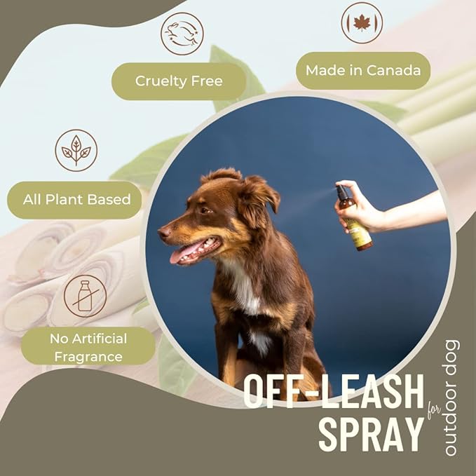 Deodorizer Spray: Lemongrass & Mint Dog Outdoor Grooming Spray - Puppy Body Perfume Spray Freshener Made in Canada