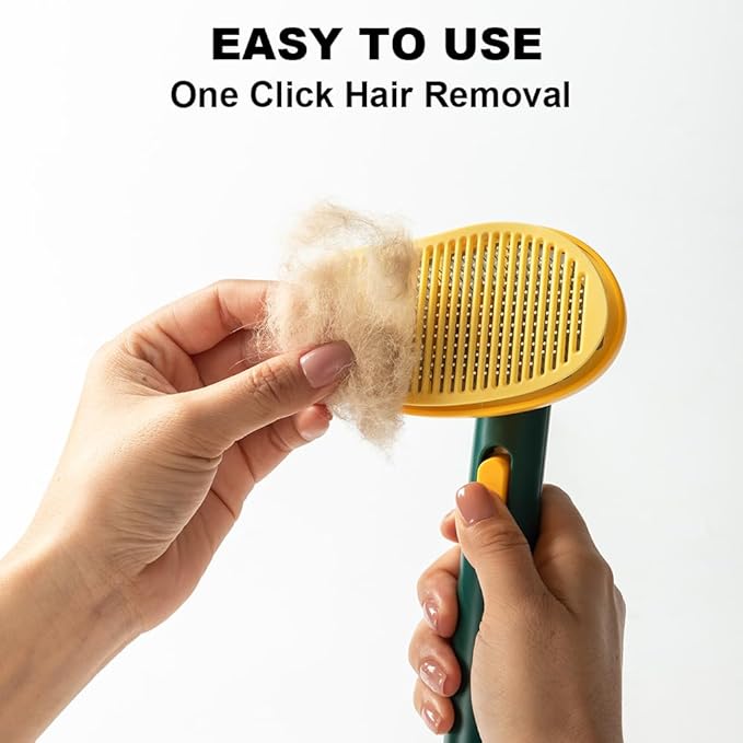 Dog Brush with Release Button, Mango Cat Brush for Long or Short Haired Cats Dogs Rabbits, Skin Friendly Deshedding Grooming Tool for Gently Removes Loose Fur Undercoat