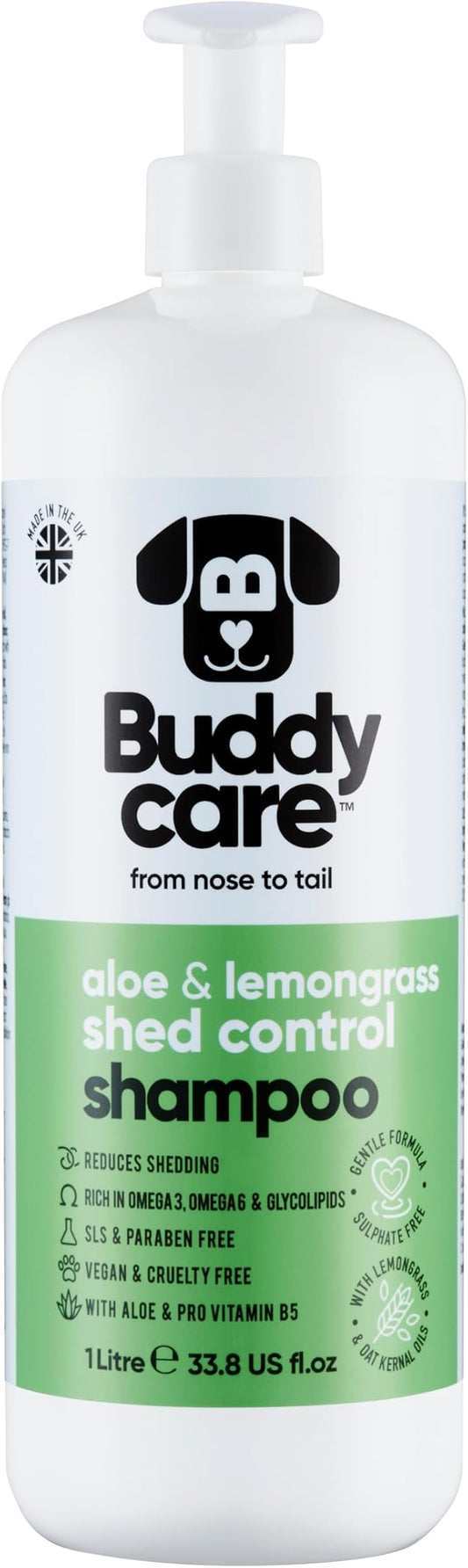 Shed Control Dog Shampoo by Buddycare | Aloe & Lemongrass Scented | with Aloe Vera and Pro Vitamin B5 (33.8oz)