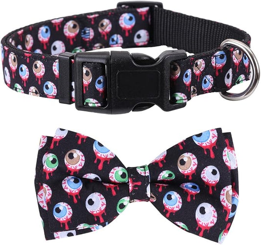 Halloween Dog Collar with Removable Cute Bow Tie Adjustable Pet Collars
