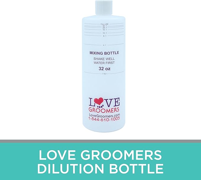GROOMER ESSENTALS 32oz Dilution Bottles - Set of 4 - Professional Dog Grooming Mixing Bottles for Shampoo, Conditioner, and Solutions
