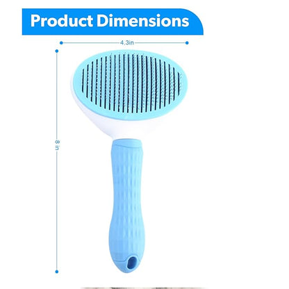 Pet Grooming Self Cleaning Slicker Brush for Cats and Dogs, Cats Brush for Shedding Hair, Removes Loose Hair & Tangles, Skin Friendly & Promote Circulation-Blue