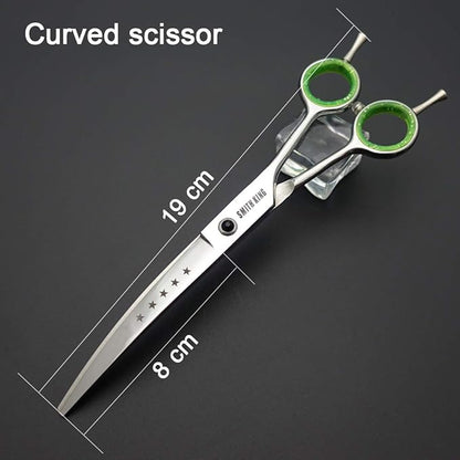 7.0 inches Professional Dog Grooming Scissors Set Straight & thinning & Curved & chunkers & comb 5pcs in 1 Set for left-handed & right handed