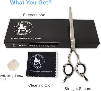 HASHIMOTO Dog Straight Scissors,Grooming Shears for Dogs,Cat Grooming Scissors,7.0 inch,Light Weight.