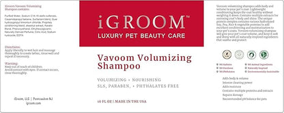 iGroom Vavoom Volumizing Dog Shampoo, Luxury Pet Beauty Care, Add Body and Volume, Lightweight, Made in USA, 16 oz