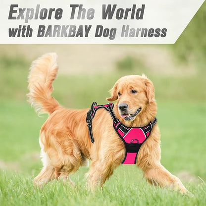 BARKBAY No Pull Dog Harness Front Clip Heavy Duty Reflective Easy Control Handle for Large Dog Walking(Pink,S)
