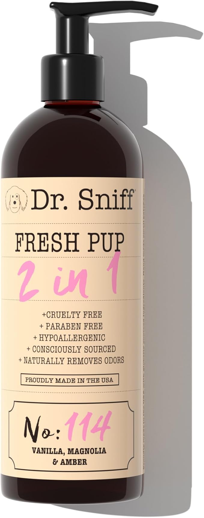 2-in-1 Pet Shampoo & Conditioner, Ultimate Grooming Treatment for Dog & Cat Hair, Freshens Scent, Made in The USA, Fresh Pup Scent, 16 Oz