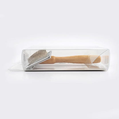Wooden Slicker Brush for Dogs (Size L) - Stainless Steel Soft Pin Grooming Brush for Short Haired Pets