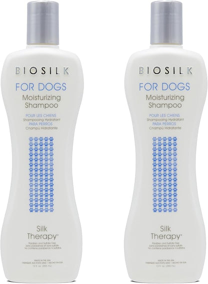 BioSilk for Dogs Silk Therapy Moisturizing Shampoo | Best Moisturizing Shampoo for All Dogs And Dogs With Dry, Itchy, and Sensitive Skin | 12 Oz Dog Shampoo - 2 Pack