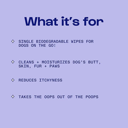 Dirty Dog Beauty Club - Jet Set Dog Wipes - Thick, Gentle, Biodegradable, Chemical Free, Alcohol Free, Soothing with Calendula and Aloe Vera - (30 Count), Unscented