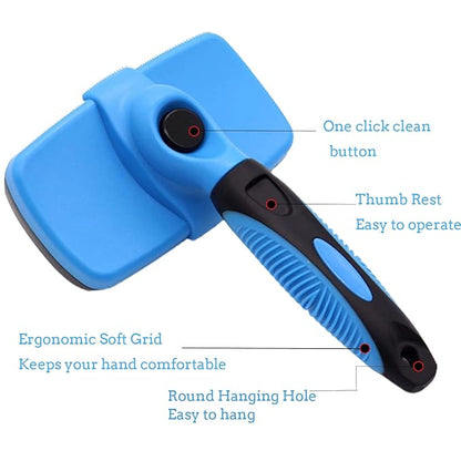 Self Cleaning Slicker Brush for Dog, Cats, Skin Friendly Deshedding Grooming Tool for Dogs & Cats, Suitable for Shedding & Haired Pets, with Pet Supplies Accessories, Blue