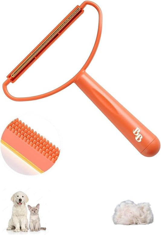 Pet Hair Removal Tool, 2-Sided with Shave and Smooth Surfaces, Large Size, Pet Cleaning Brush for Furniture (Orange)