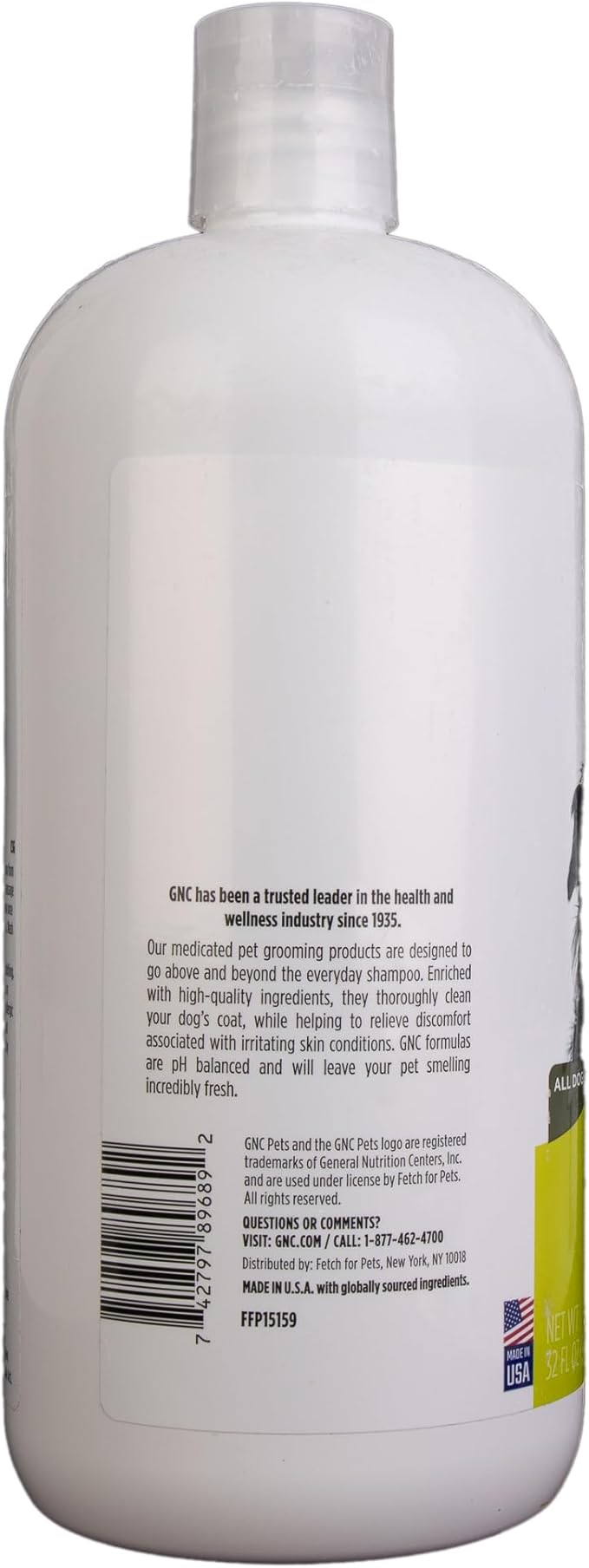 GNC Advanced Shampoo for Dogs, 32 oz | Natural Dog Shampoo Helps Maintain a Healthy Coat | pH Balanced Formula with Citronella Scent