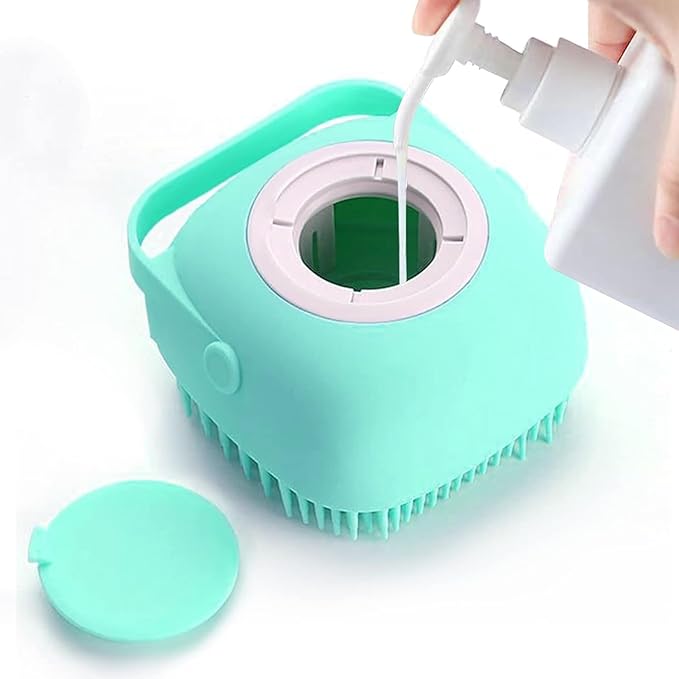 Shampoo Cat Dog Sink Brush Washing Soap and Shampoo for Long Short Haired Dogs Cats Shower Pet Grooming Bath Soft Silicone Bristle Massage Brush OZE-50 (Blue, Standart)