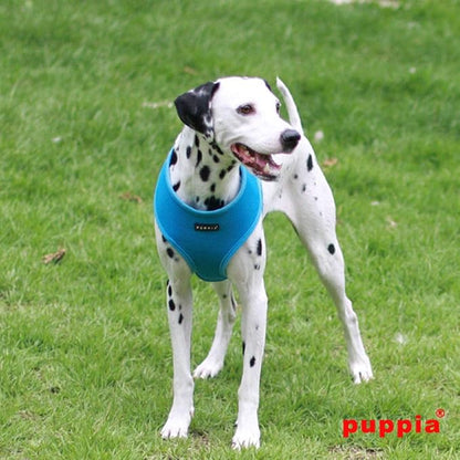 Puppia Soft Dog Harness No Choke Over-The-Head Triple Layered Breathable Mesh Adjustable Chest Belt and Quick-Release Buckle, Sky Blue, XX-Large