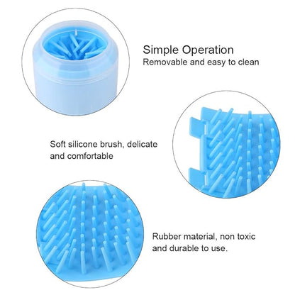Raguso Silicone Brush Cup Pet Feet Washer Brush Dog Cat Washing Cup Pet Dog Cleaner Cup Dog Cat Cleaning Cup with Soft Silicone for Small Breed Dog & Cat (Blue)