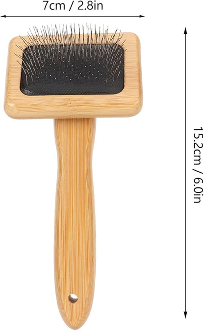 Sheepskin Wool Brush, Sheepskin Wool Wire Brush with Hole Cushion, Macrame Slicker Comb Pet Slicker Brush with Wood Handle for Grooming, Removing Shedding and Dirt (S)