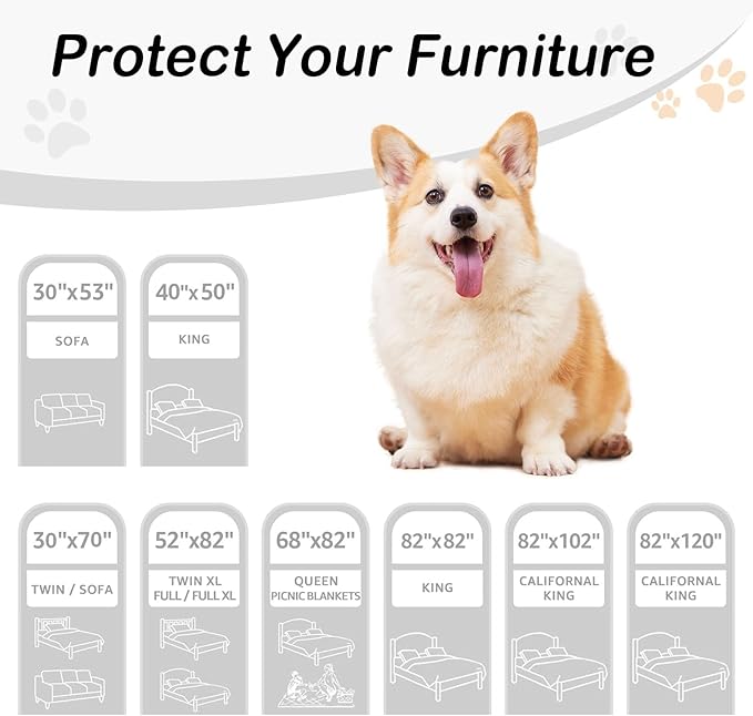 hyha Waterproof Dog Bed Blanket, Soft Dog Bed Cover Pet Blankets, Washable Couch Sofa Cover for Dogs, Reversible Pet Sofa Covers for Furniture (30x53 Inch, Camel/Beige)