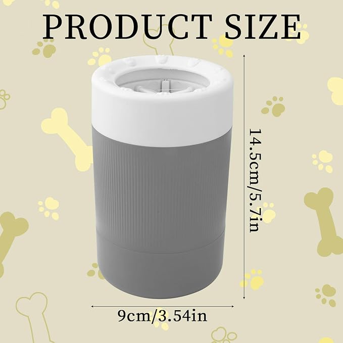 Pet Foot Washing Cup, Portable Pet Foot Washer with Soft Brush Muddy Dog Paw Cleaner for Dogs/Cats Feet Cleaning Tool(Gray)