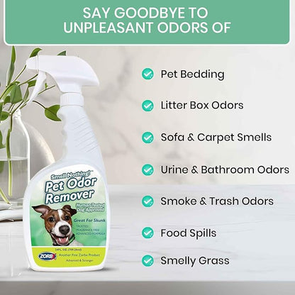 ZORBX Unscented Pet Odor Remover Spray 24 FL Oz – Perfume Free Strong Litter Odor Remover - Advanced Odor Control for Carpet, Bathroom & Urine Odors - Fast Acting Odor Remover Spray for Dogs & Cats