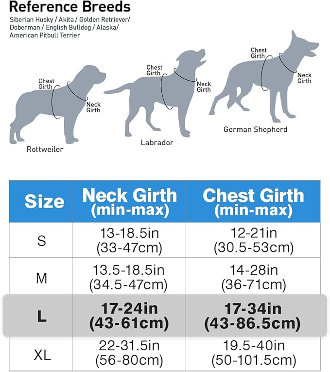 Joytale No Pull Dog Harness for Large Dogs, Reflective Pet Vest with Front Clip, Adjustable Soft Padded Harnesses with Easy Control Handle for Training and Walking, Sky Blue, L