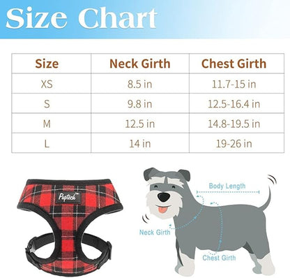 PUPTECK Soft Mesh Dog Harness and Leash Set Pet Puppy Cat Comfort Padded Vest No Pull Harnesses, Red&Black, M