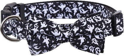 Halloween Dog Collar with Removable Cute Bow Tie Adjustable Pet Collars Medium