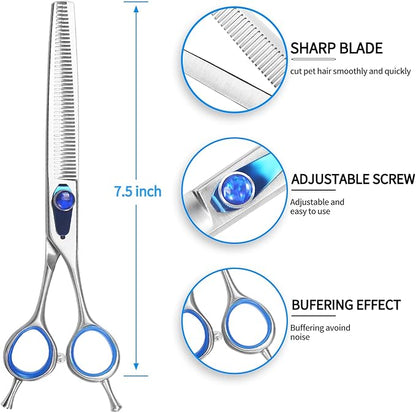7.5'' Thinning Shears for Dogs Professional Dog Thinning Shears for Grooming, Japan 440C Stainless Steel Shears,Sharp, Fluffy Heavy Duty Blending Scissor for Pets