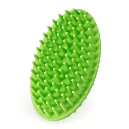 Dog Bath Brush, Green Double-Sided Shampoo Massage Brush, Adjustable Collar Handle for Grooming Short and Long Haired Pets(1pcs)