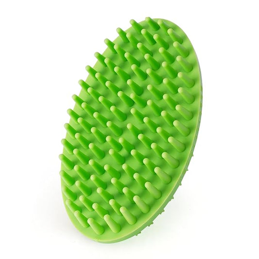 Dog Bath Brush, Green Double-Sided Shampoo Massage Brush, Adjustable Collar Handle for Grooming Short and Long Haired Pets(1pcs)