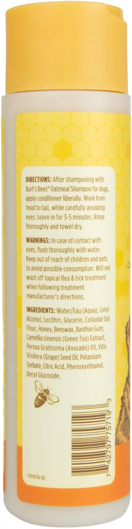 Burt's Bees for Pets Oatmeal Dog Conditioner with Colloidal Oat Flour and Honey, 95% Natural Origin Formulas, Gentle Canine Conditioning for Itchy Dogs, 6pk, 10 oz