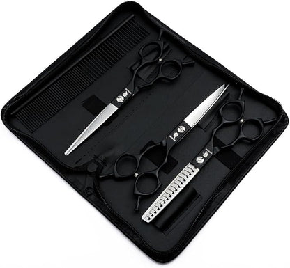 Smith Chu Professional Pet Dog Grooming Scissors Kit - Premium Stainless Steel Straight Curved Thinning Blade Dog Hair Cutting Shears Set