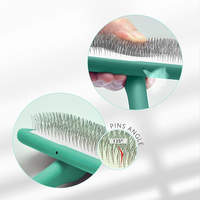 TAURO PRO LINE - Slicker Brush Rectangular L | Premium brush for dogs & cats with soft, flexible cushion ergonomic design. | Included: 1x grooming brush in Mint, Dimensions: Rectangular, 4.7 x 6.6in