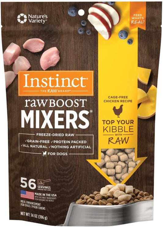 Instinct Raw Boost Mixers Freeze Dried Dog Food Toppers For Dry Food, Grain Free Dog Food Toppers with Chicken For Dogs, 14 oz