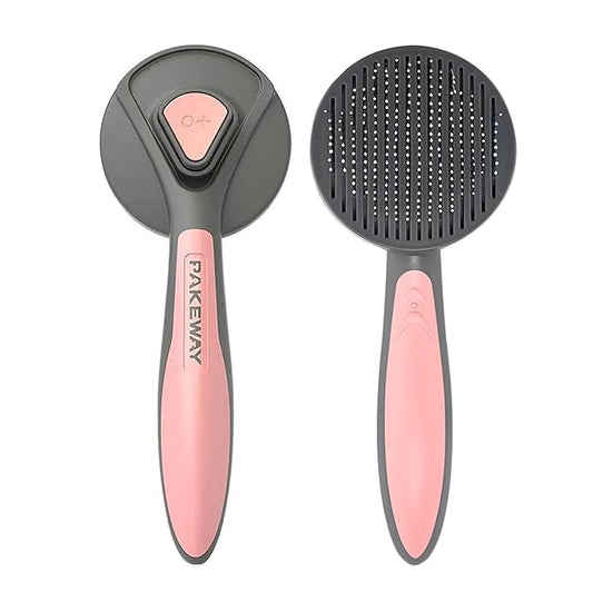 Self Cleaning Brush for Cats Dogs Grooming Brush Slicker Brush Remove Loose Hair Massage Comb Round Beads Bristles Particularly for Furry Pets (PINK) (GZ001)
