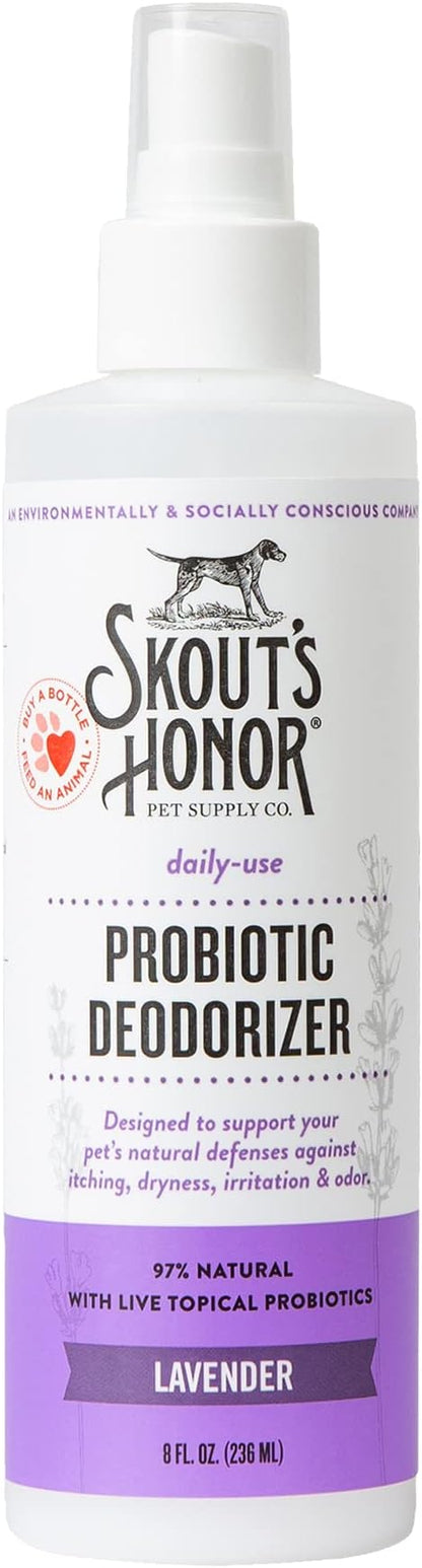 Skout's Honor Pet Deodorizer Spray- Hydrating Daily-Use with Avocado Oil & Omega-3s, Paraben & Sulfate-Free, 97% Natural, 8oz, Lavender