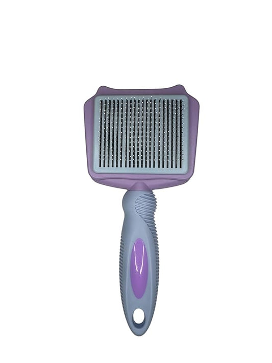 Pet Self Cleaning Slicker Brush, Skin Friendly Deshedding Grooming Tool for Shedding & Haired Pets, 3 Colors Available Pink, Blue and Purple (Purple)