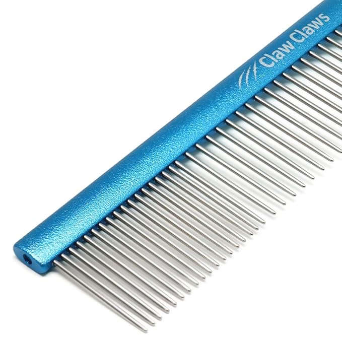Groomer Bundle: Pet Comb with Oval Handle S Size + Small Pet Slicker Brush, Easy-to-use Grooming tool for Dog and Cat, Not Scratchy, Pull all the Loose Fur, 20% Fine Metal Teeth