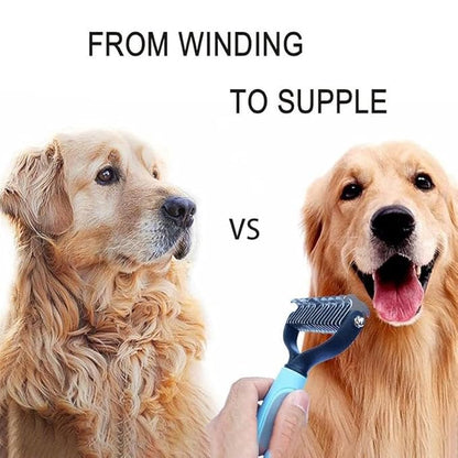 Pet Grooming Rake - Double-Sided Deshedding Dematting Tool, Undercoat Rake for Dogs & Cats, Extra-Wide Dog Grooming Brush & Deshedder Comb for Long Hair, Reduces Shedding 95%