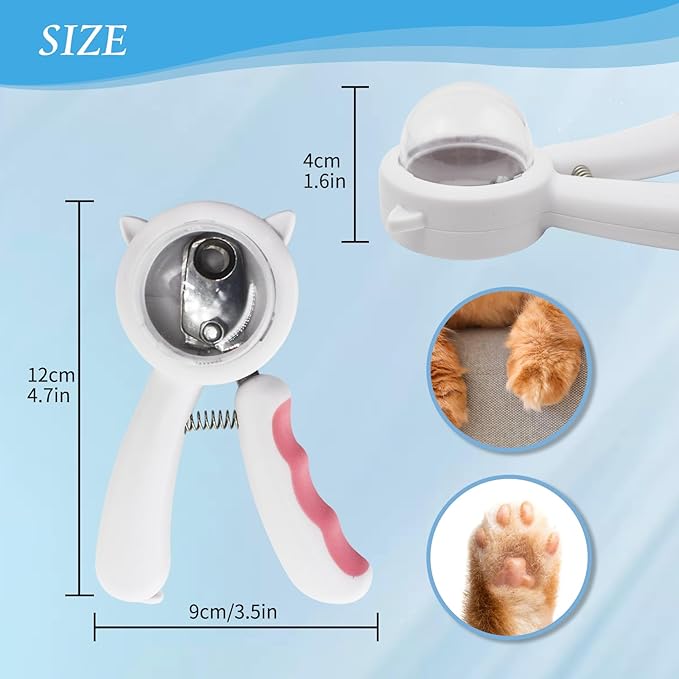 WishLotus Pet Nail Clippers, Anti-Slip and Splash Dogs Nail Clipper with Clear Baffle and Hide Nail File Cat Claw Clippers Grooming Tool Accessories for Small Animals Nail Trimming (Pink)
