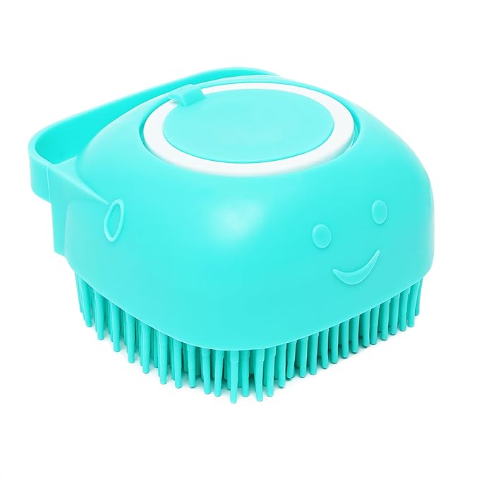 Dog Bath Brush with Soap Dispenser - Silicone Dog Scrubber for Bath Dog Shower Brush Dog Shampoo Brush Scrubber Dog Soap Dispenser Dog Bath Supplies - Pet Massage Brush Dog Washing Brush Scrubber