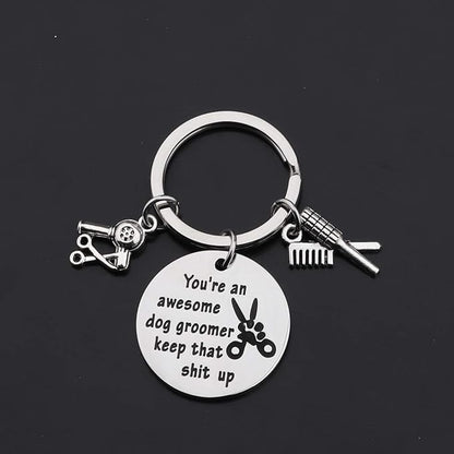 WSNANG Dog Groomer Gift You're an Awesome Dog Groomer Keychain Pet Groomer Gift Thank You Gift