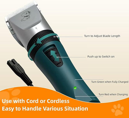 Dog Clippers for Grooming Low Noise, Rechargeable, Cordless, YSpetclp Pet Shaver for Matted Hair, Quiet Animal Trimmer Pet Hair Thick Coats Clippers, Suitable for Dogs, Cats, Rabbits and Other Pets