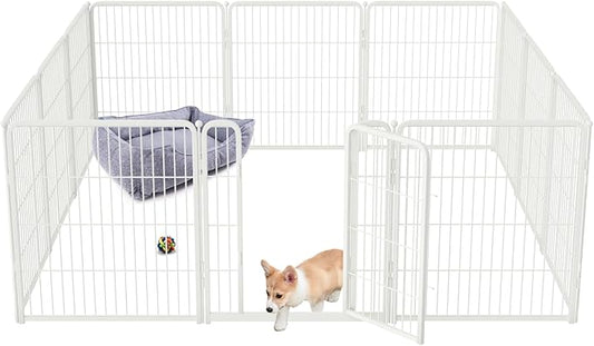 FXW Homeplus Dog Playpen for Indoor Use - Stress-Free and Safe Play, Heavy Duty 32 Inch 12 Panels Dog Pen for Small and Medium Dogs, White│Patented