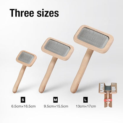 Slicker Brush Groom Like a Professinal Stainless Steel Pins, Lightweight Beech Wood Body, Ground and Polished Tips, Large Pet Bruch