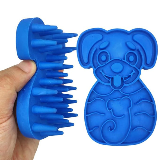 KIRTI Groom Brush,Massag Brush for Dogs, Cats, Small Animals and Pets with Short Hair Grooming Bathing Massaging and Deshedding Silicone Brush,Soft Rubber Bristles (Blue)