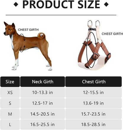 Microfiber Leather No Pull Dog Harness: Comfortable and Easy-to-Use Vest for Training and Walking Your Samll Medium Large Puppy or Dog (Brown, XS)