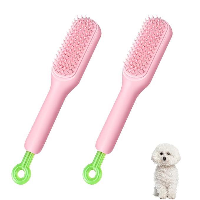 Retractable Pet Brush-8.7in. Soft - Bristled For Gentle Hair Removal On Small Dogs (Yorkies, Shih Tzus, Maltipoos), Pink